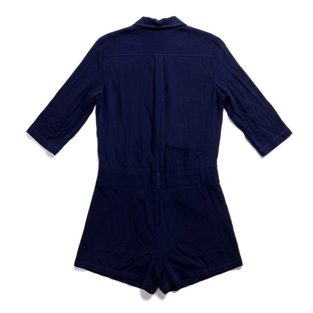 Monrow Navy Utility Romper Jumpsuit Collared 3/4 Sleeve Size M - Picture 2 of 6